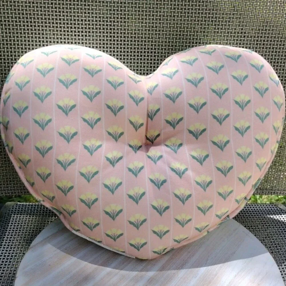 Heart Reversible Mini Decorative Pillow White Tullips Spring Summer